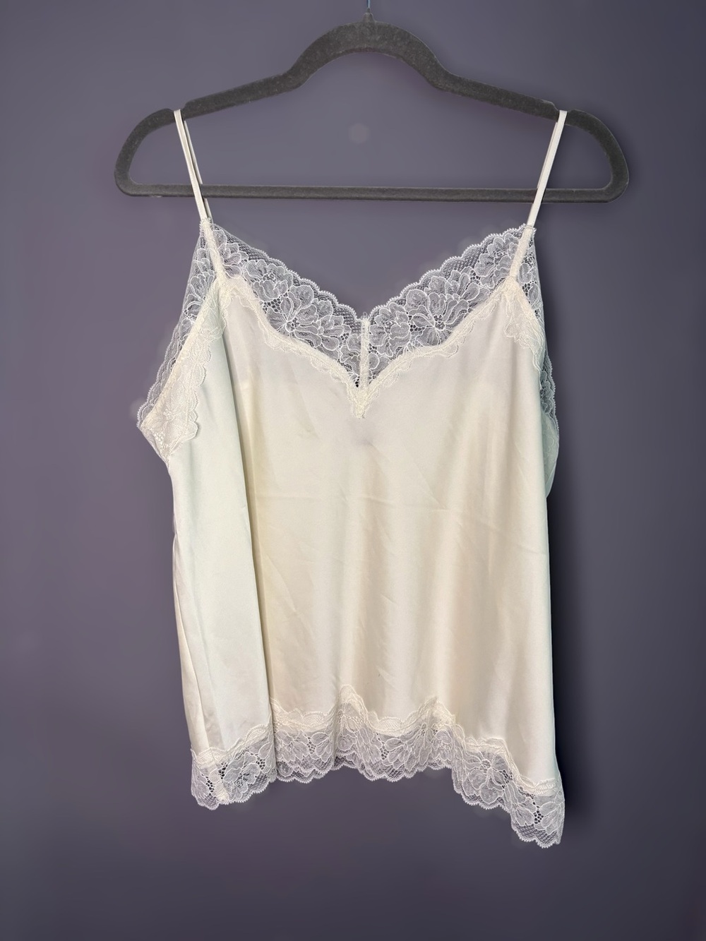 Express Ivory Lace Trim Camisole Large